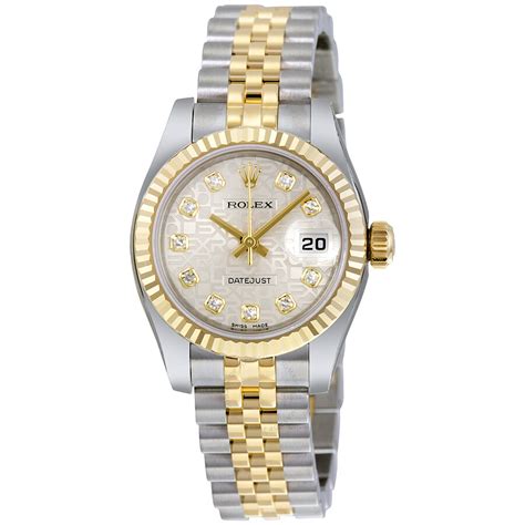 rolex lady datejust silver diamond dial